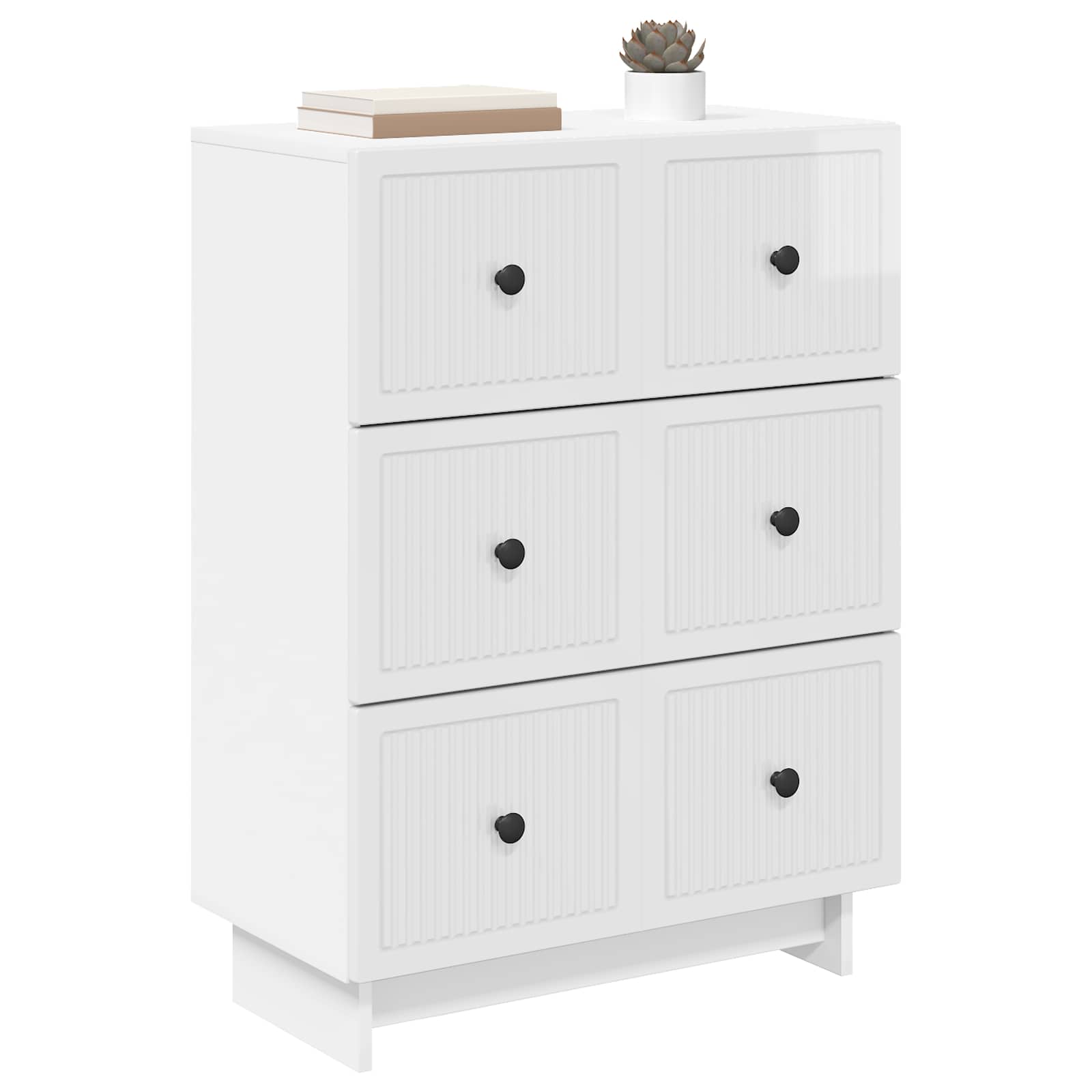 Gabinete de gavetas branco brilhante 66 x 34,5 x 90 cm