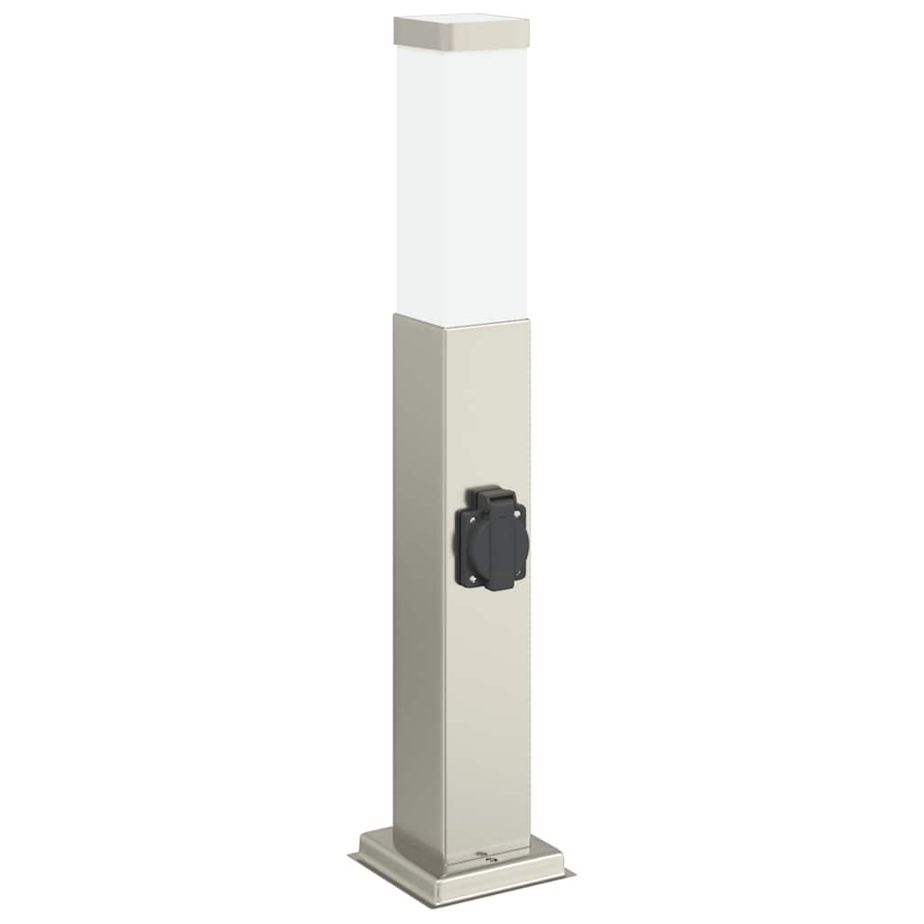 Luminárias de balizador com tomada, 3 peças, 50 cm, aço inoxidável, IP44