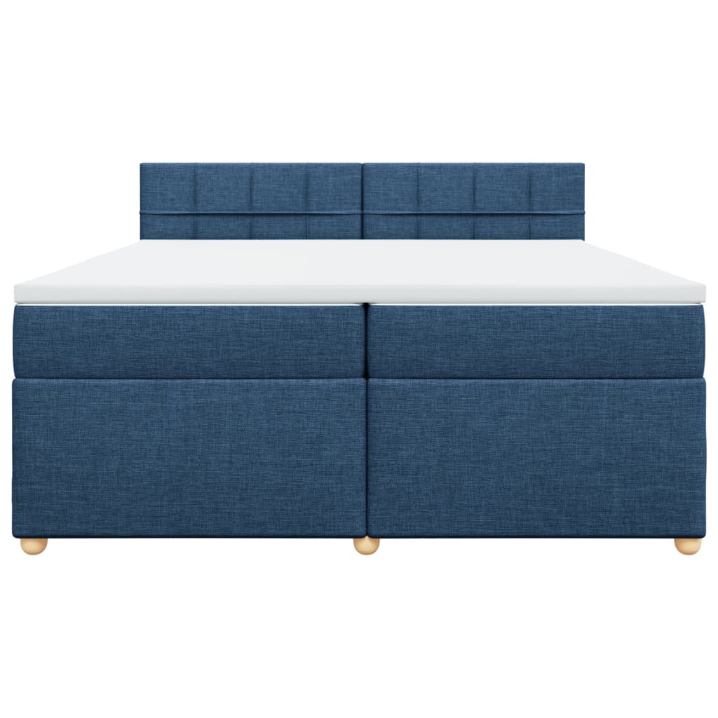 Cama com molas/colchão 200x200 cm tecido azul