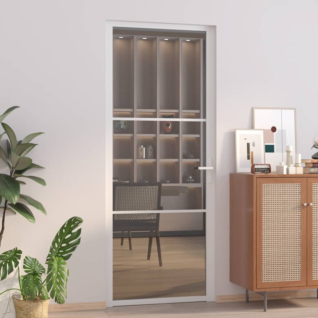 Porta de interior 83x201,5 cm vidro esg e alumínio branco