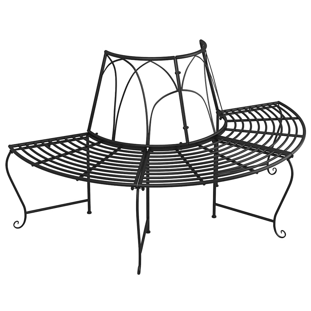 Banco de árvore semicircular 2 pcs ø159 cm aço preto