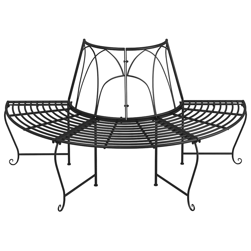 Banco de árvore semicircular 2 pcs ø159 cm aço preto