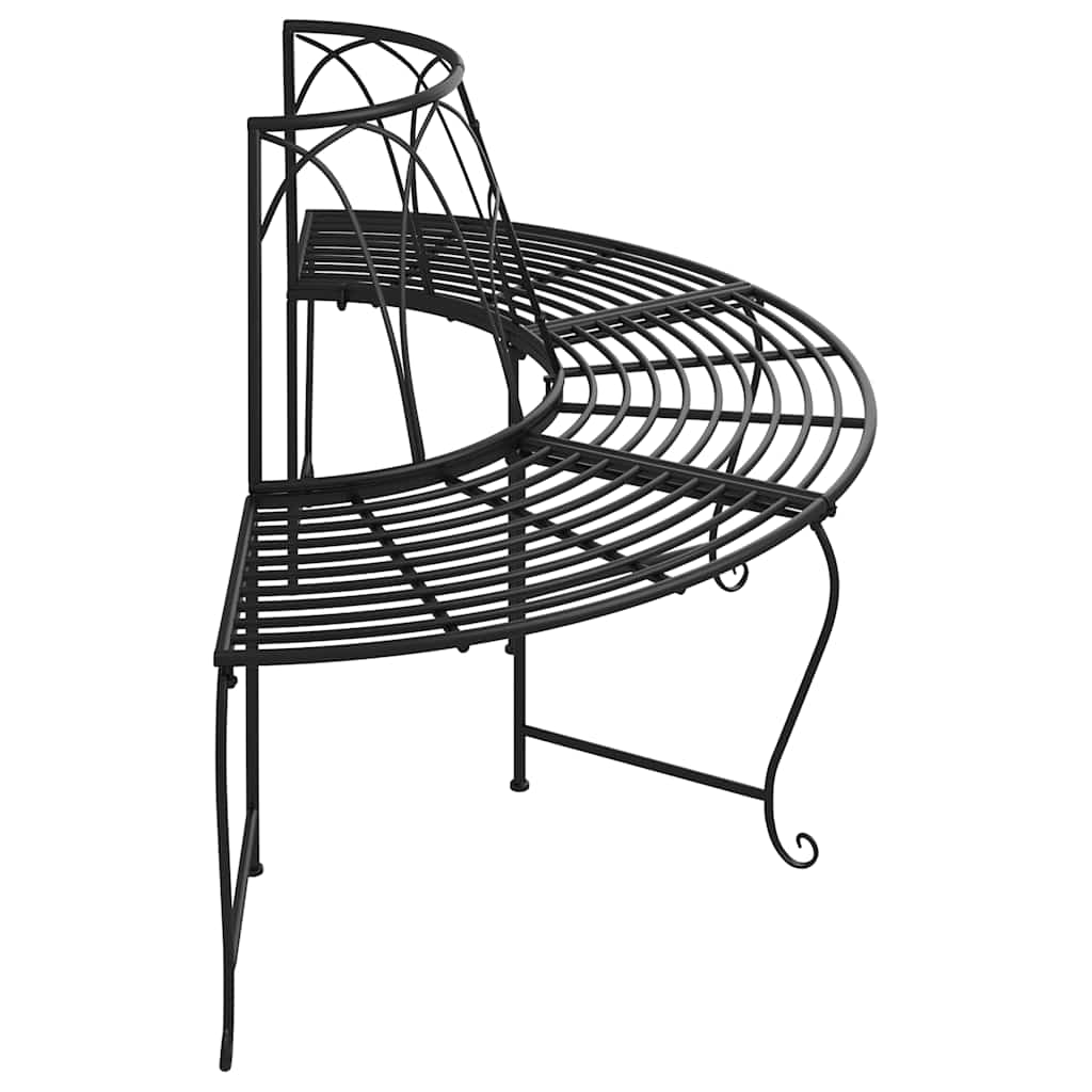Banco de árvore semicircular 2 pcs ø159 cm aço preto