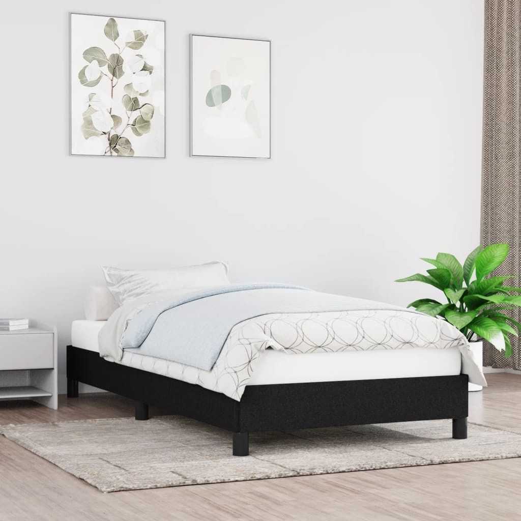 Estrutura de cama sem colchão 80x200 cm tecido preto