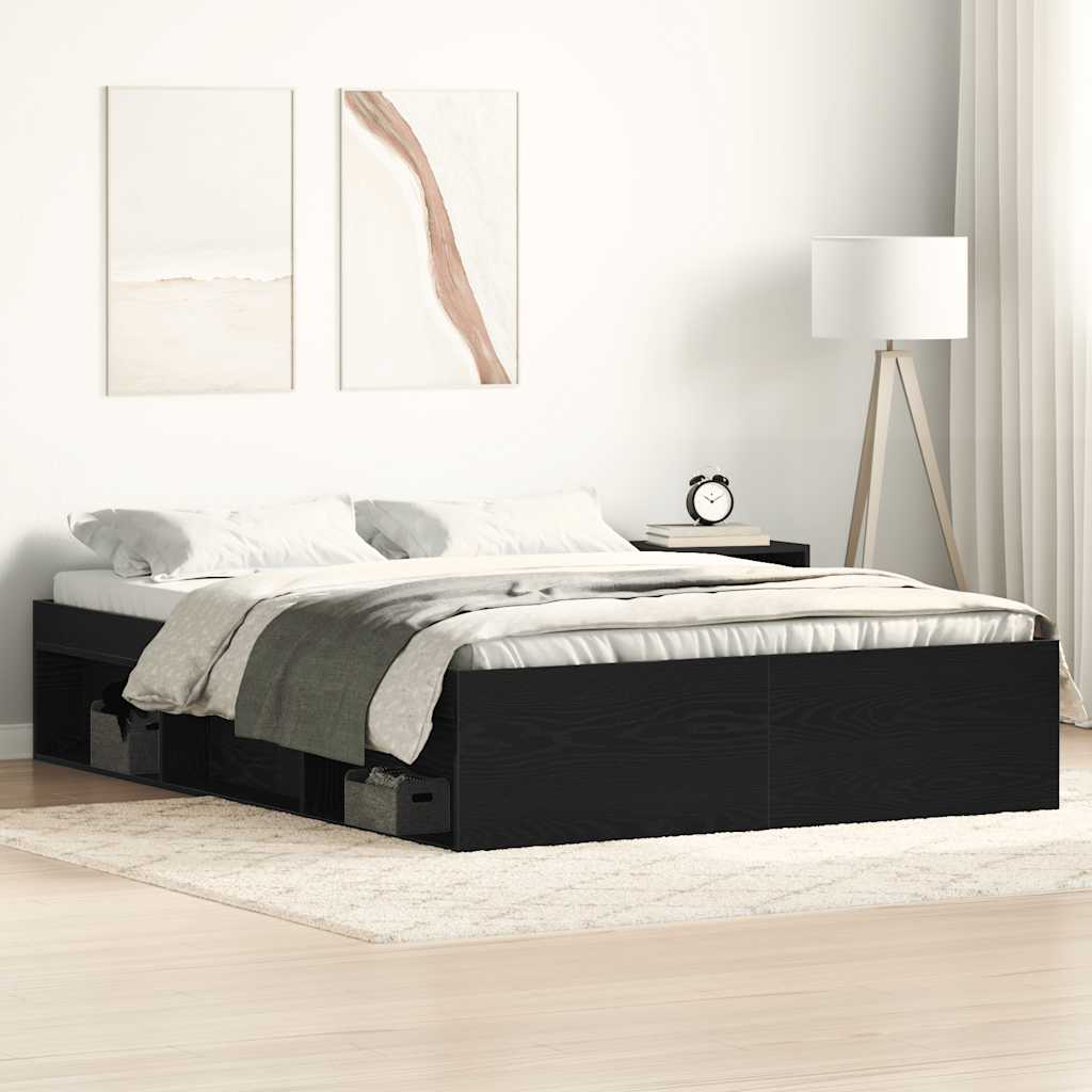 Estrutura de cama sem colchão, carvalho preto, 120x190 cm, madeira engenheirada