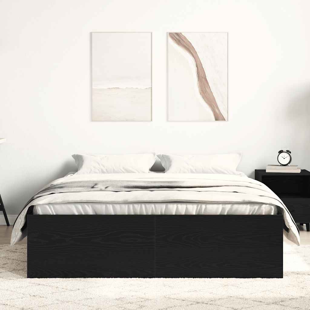 Estrutura de cama sem colchão, carvalho preto, 120x190 cm, madeira engenheirada