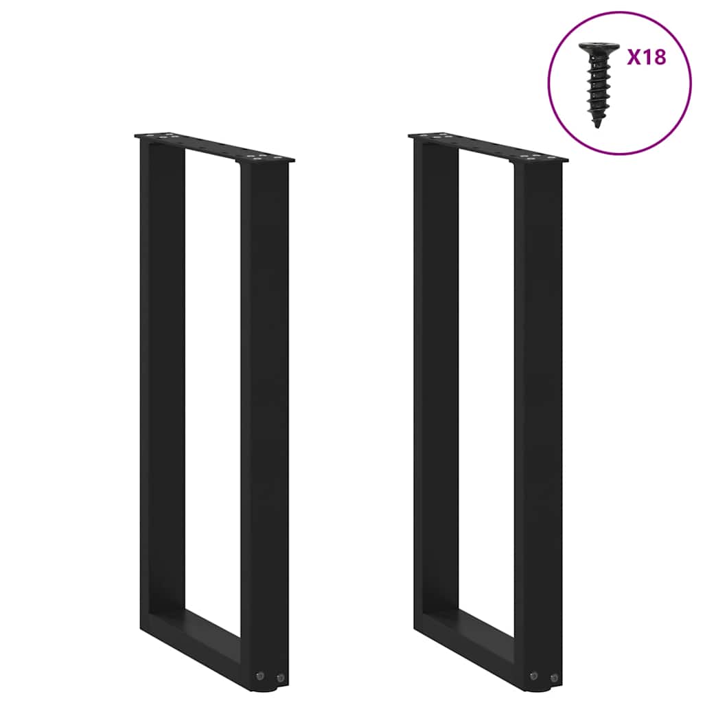 Pés de mesa de console em forma de u, 2 peças, preto, 28x(72-73) cm, aço