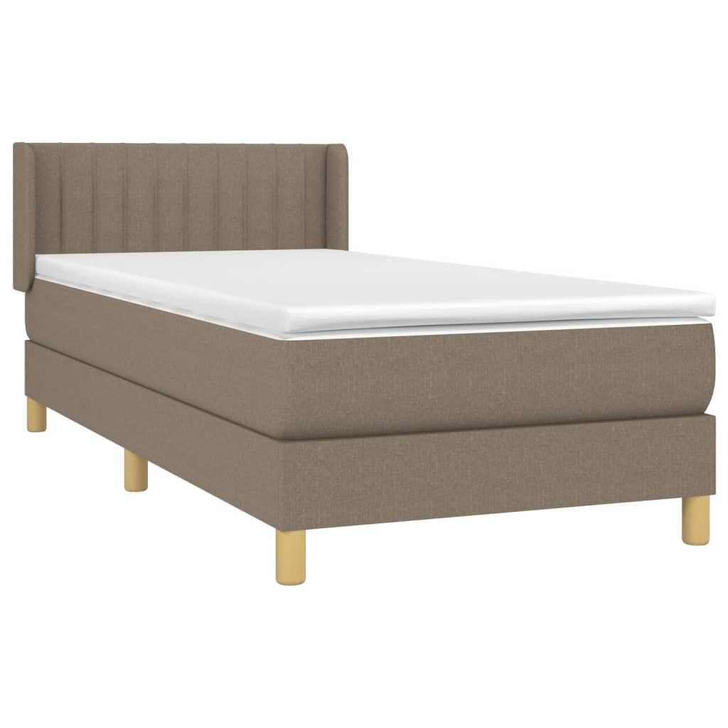 Cama com molas/colchão 90x190 cm tecido castanho-acinzentado