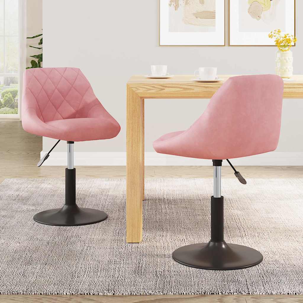 Cadeiras de jantar giratórias 2 pcs veludo rosa