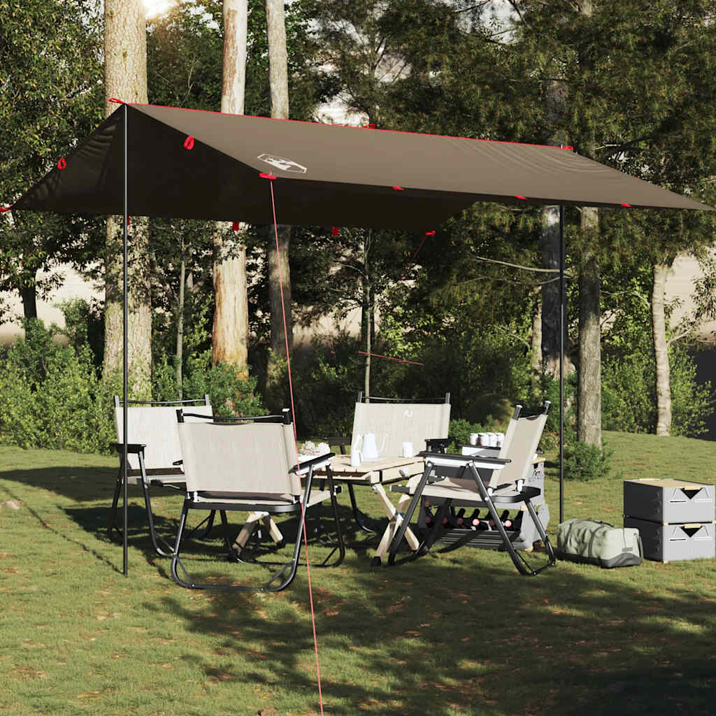 Lona de campismo 366x306 cm impermeável castanho