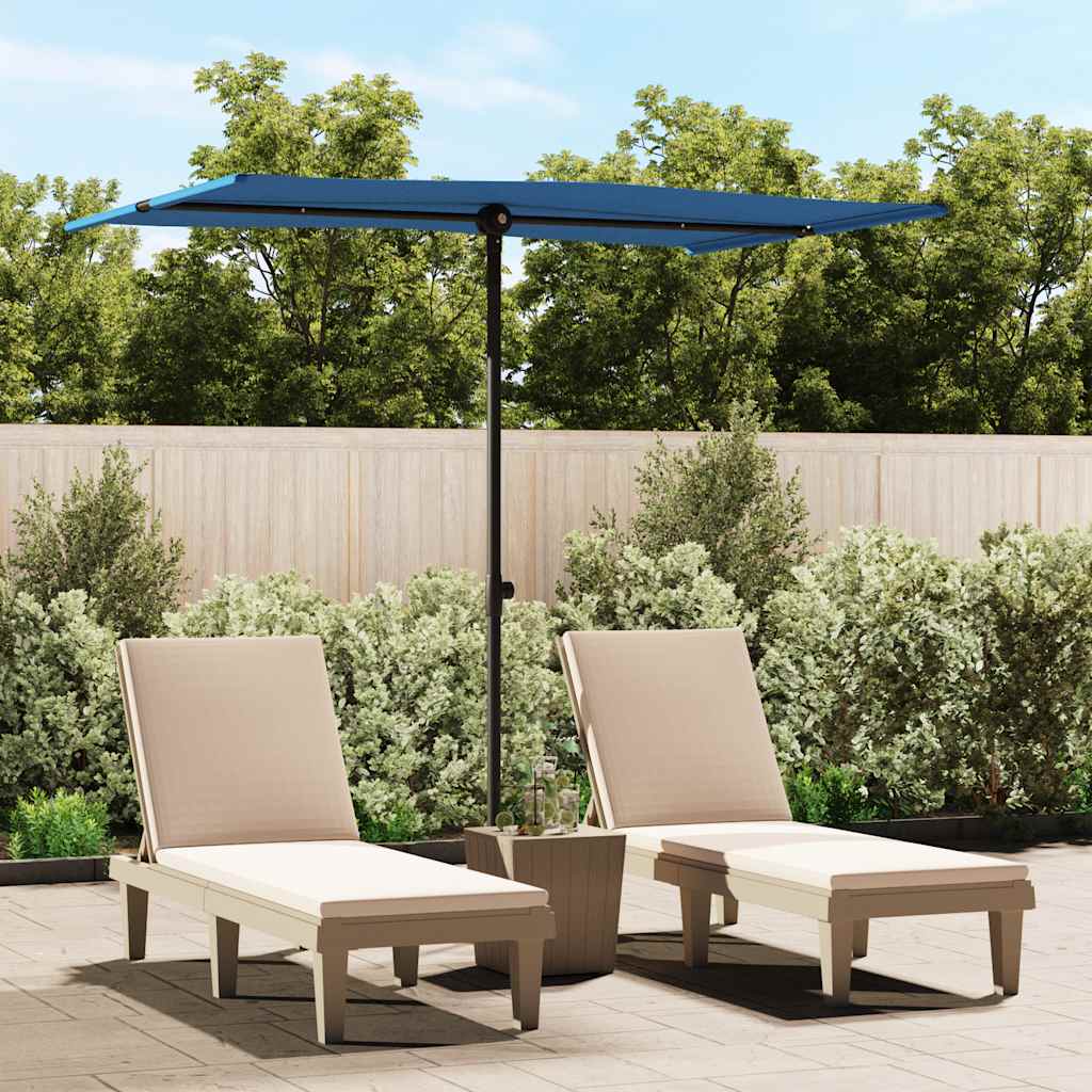 Guarda-sol de jardim c/ poste de alumínio 2x1,5 m azul-ciano