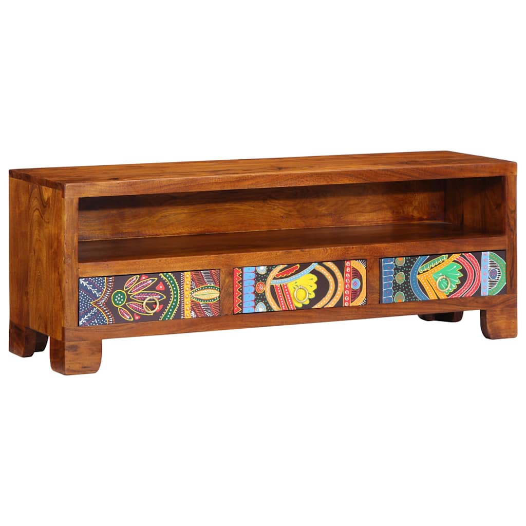 Móvel de TV multicor 110x30x40 cm madeira de acácia maciça
