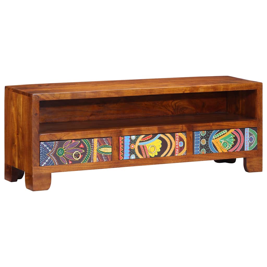 Móvel de TV multicor 110x30x40 cm madeira de acácia maciça