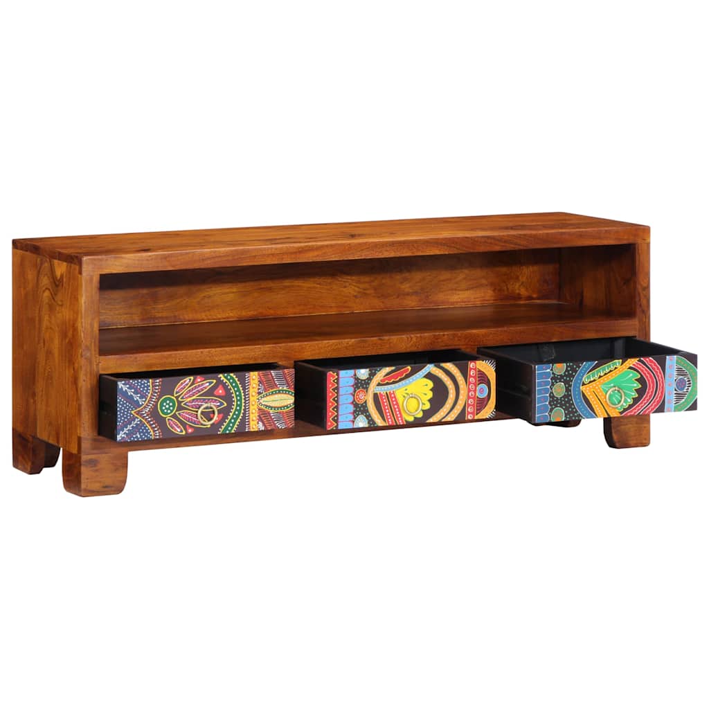 Móvel de TV multicor 110x30x40 cm madeira de acácia maciça