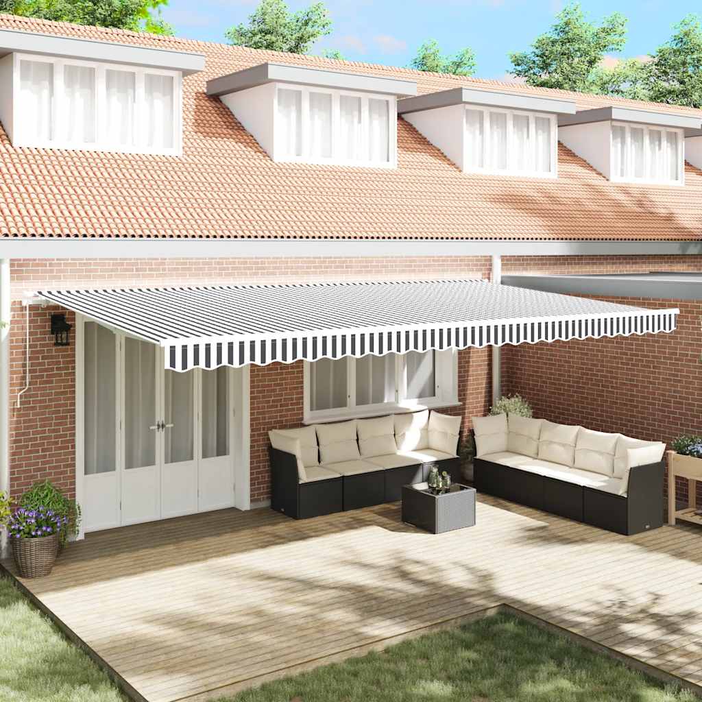 Toldo retrátil manual 600x300 cm antracite e branco