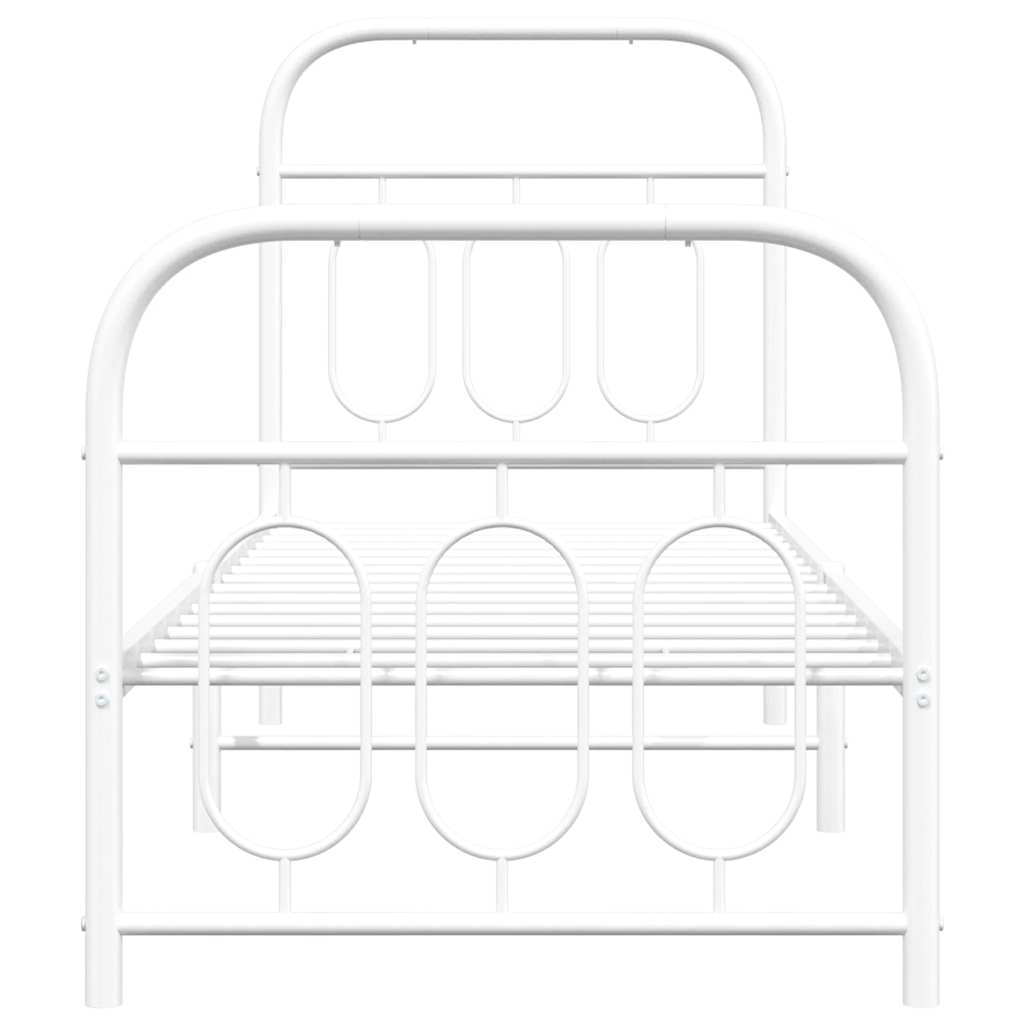 Estrutura de cama com cabeceira e pés 75x190 cm metal branco