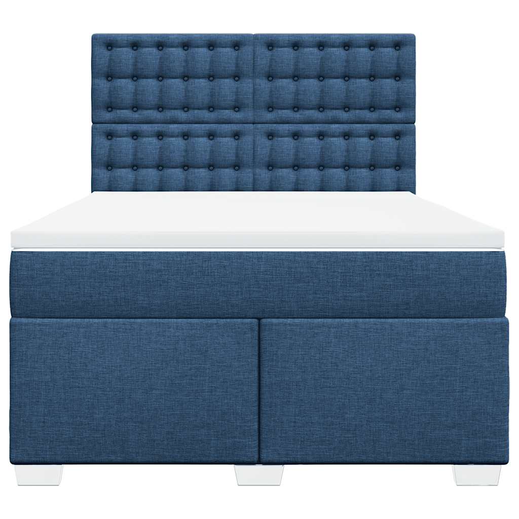 Cama com molas/colchão 140x190 cm tecido azul