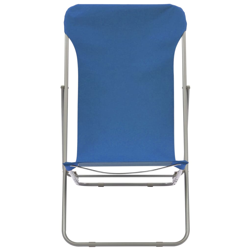 Cadeiras de praia dobráveis 2 pcs aço e tecido oxford azul