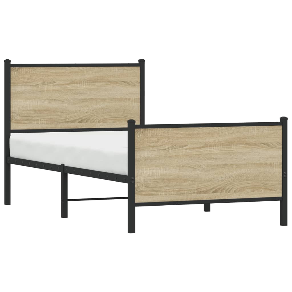 Estrutura de cama sem colchão 80x200 cm metal carvalho sonoma