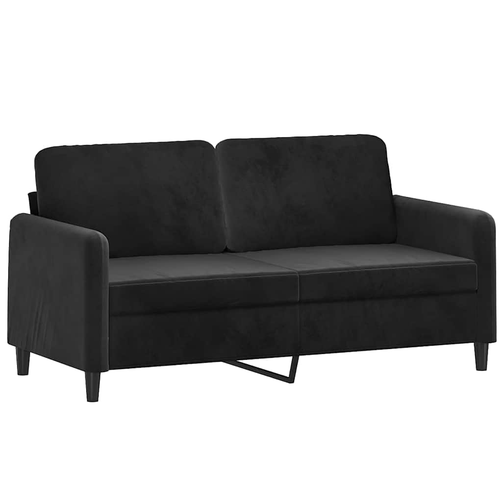 2 Pcs conjunto de sofás com almofadas veludo preto