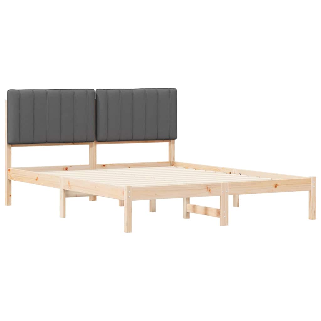 Estrutura de cama com cabeceira estofada cinza escuro