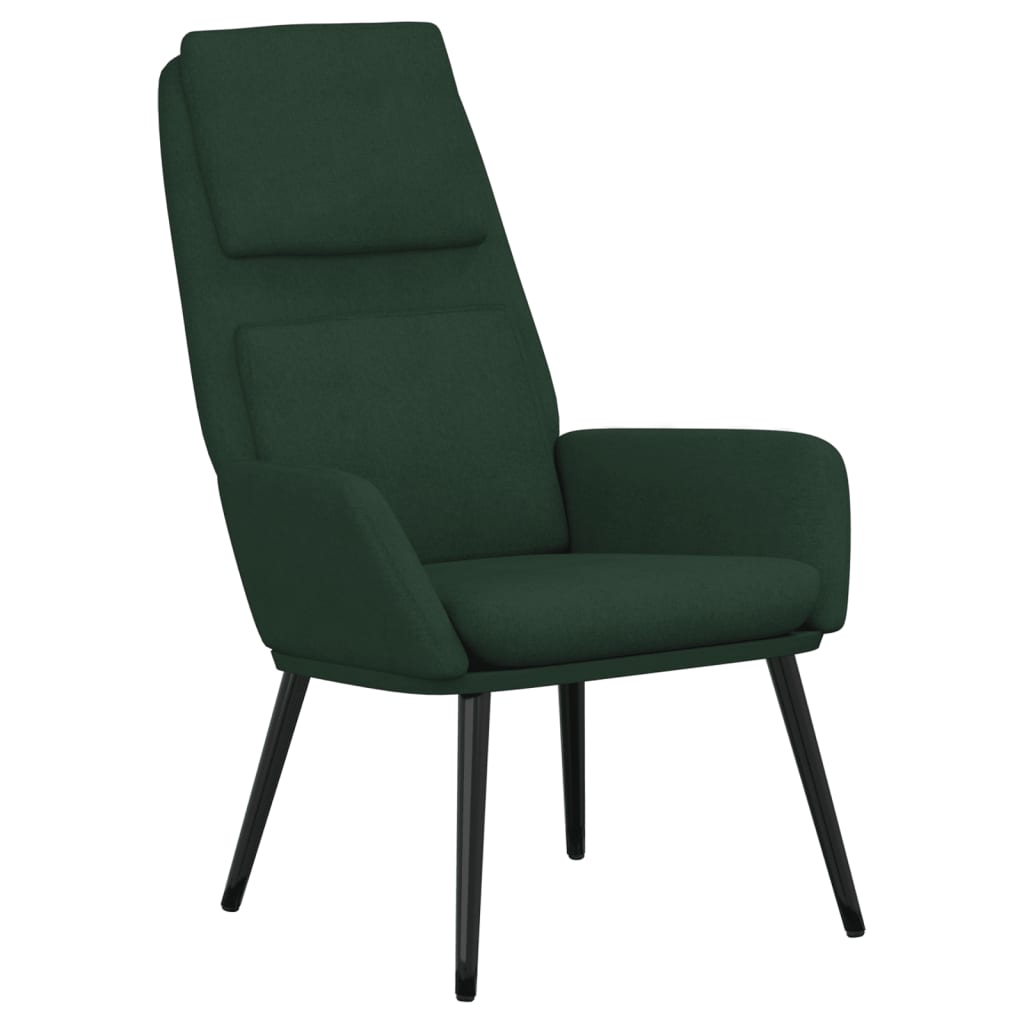 Cadeira de descanso com banco tecido verde-escuro