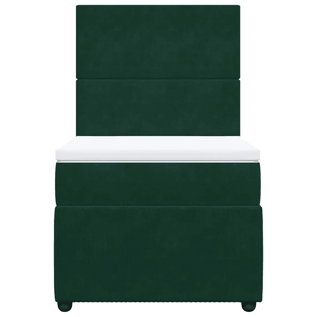 Cama com molas/colchão 80x200 cm veludo verde-escuro
