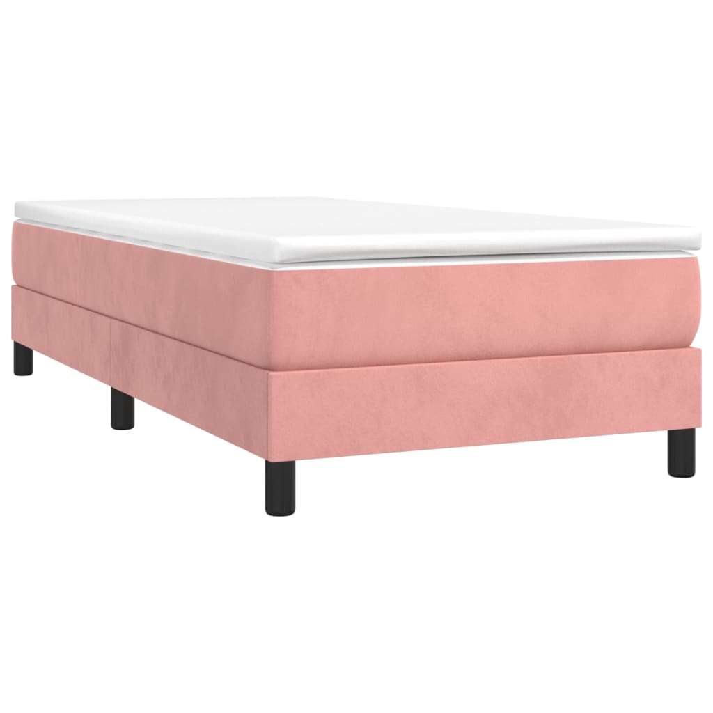 Estrutura de cama com molas 90x190 cm veludo rosa