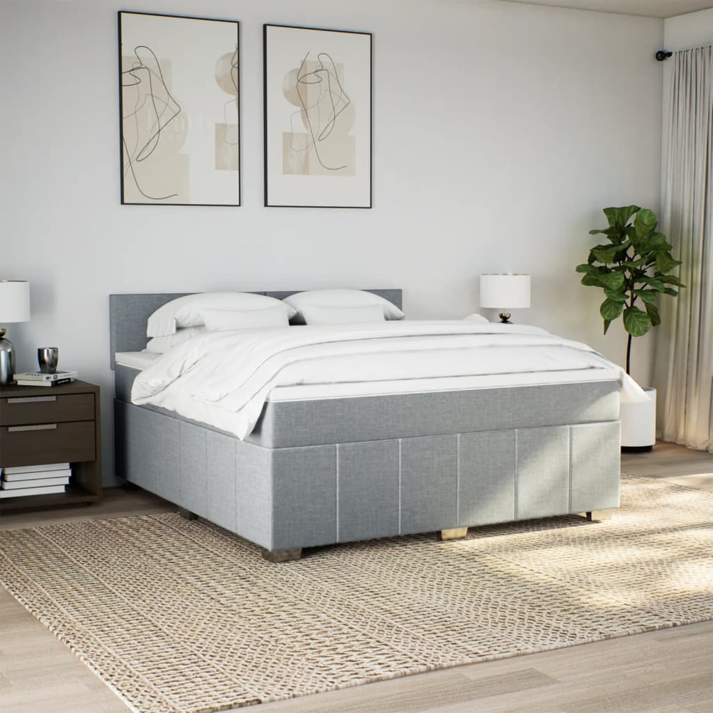 Cama com molas/colchão 180x200 cm tecido cinzento-claro