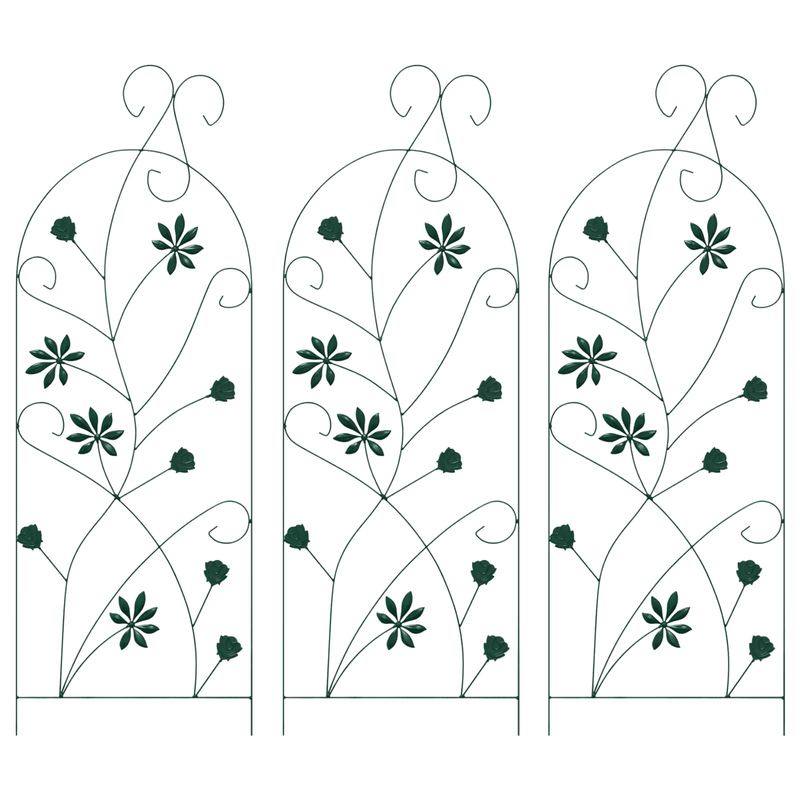 Cerca para jardim 3 unid. verde 112 x 39,5 cm aço