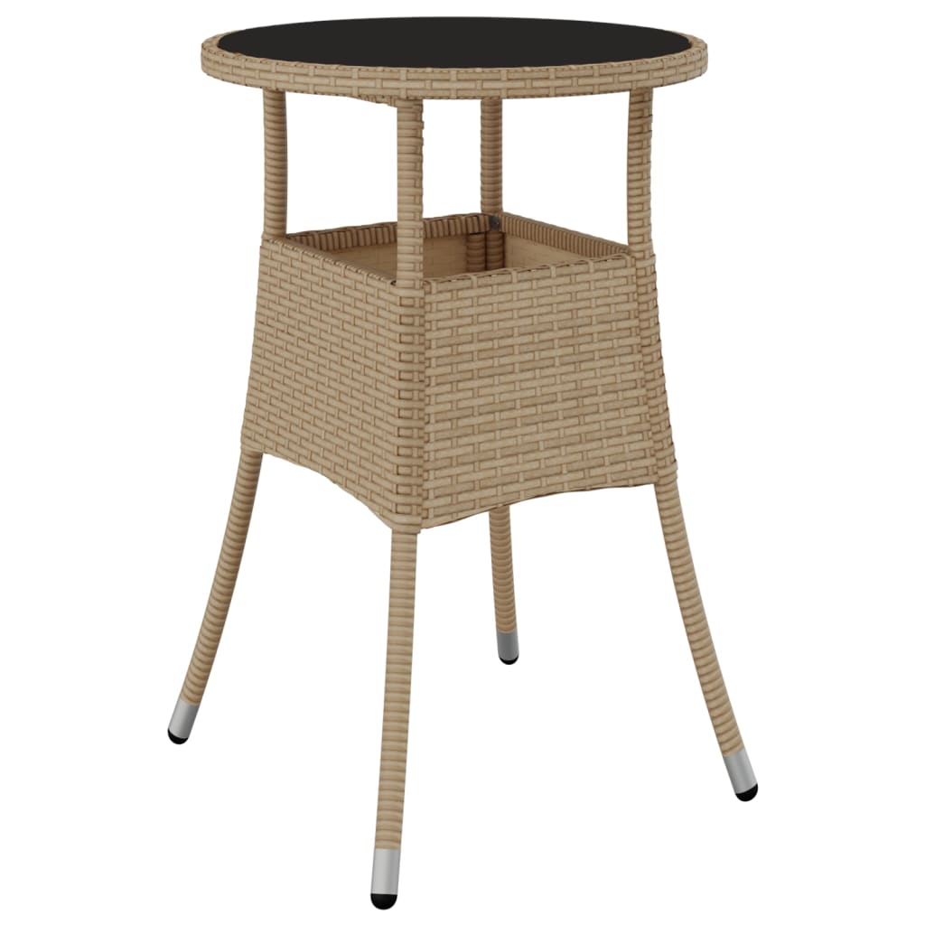5 Pcs conjunto jantar jardim com almofadões vime PE/vidro bege