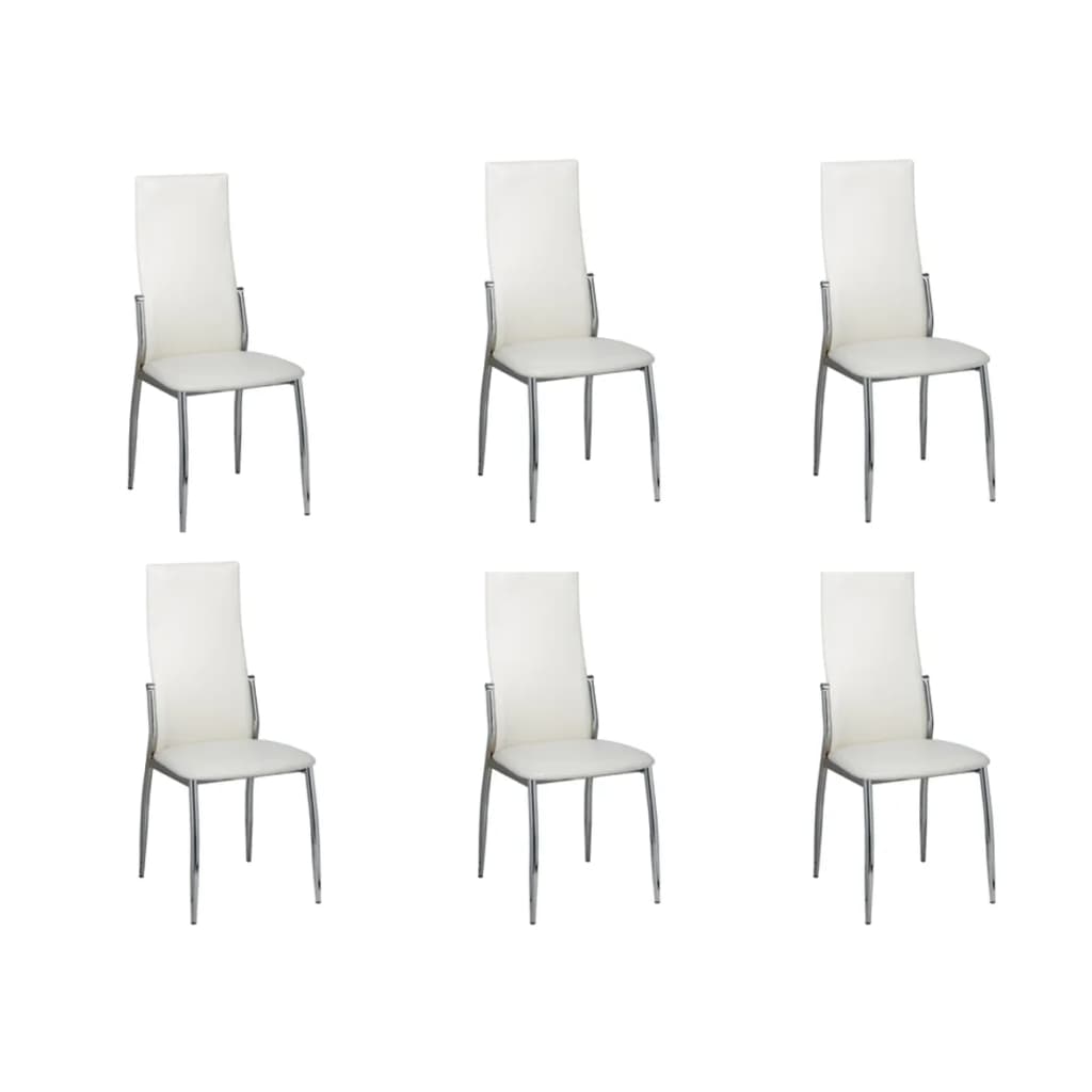 Cadeiras de jantar 6 pcs couro artificial branco