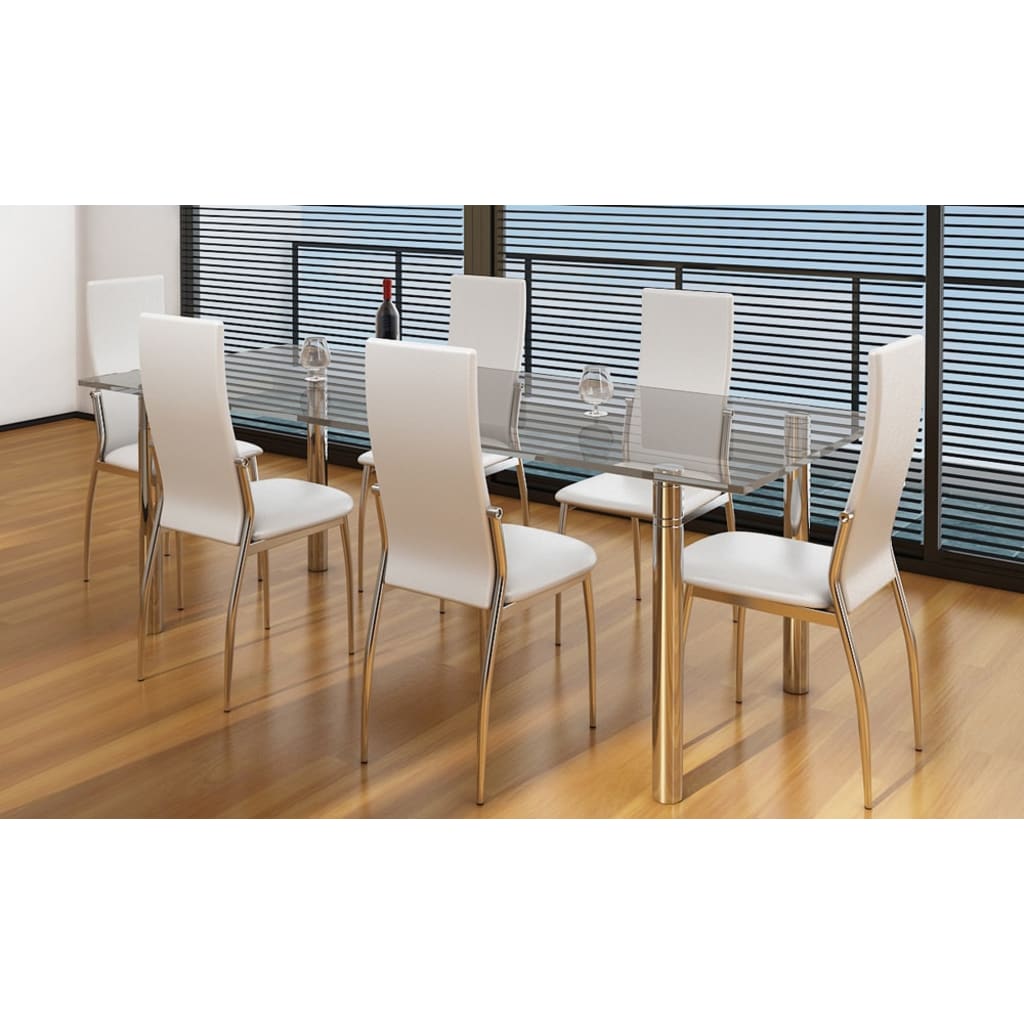 Cadeiras de jantar 6 pcs couro artificial branco