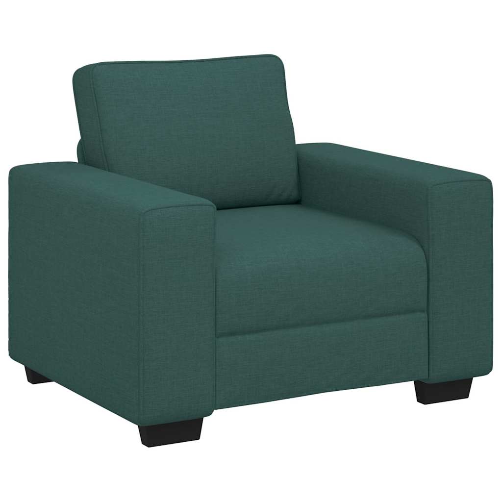 Conjunto de sofá de 3 peças com almofadas em tecido verde escuro