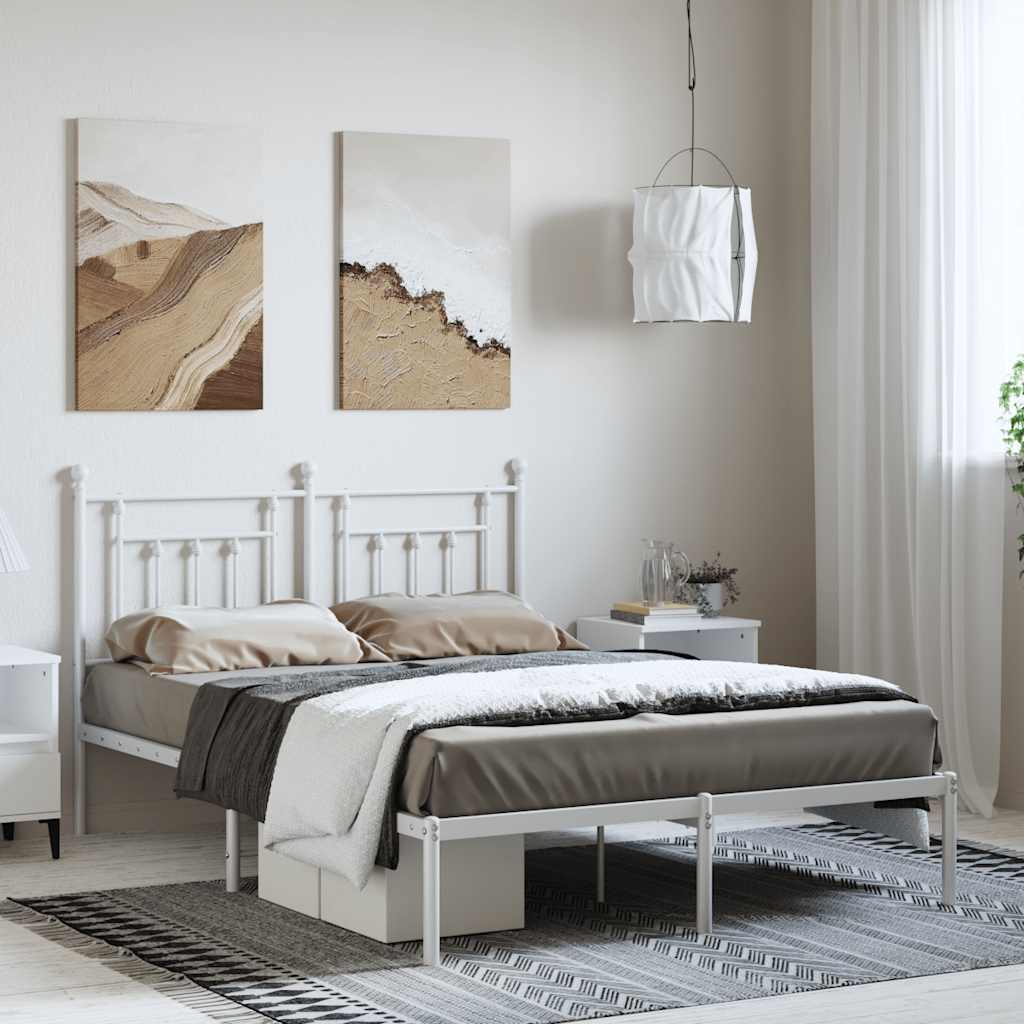 Estrutura de cama com cabeceira 150x200 cm metal branco