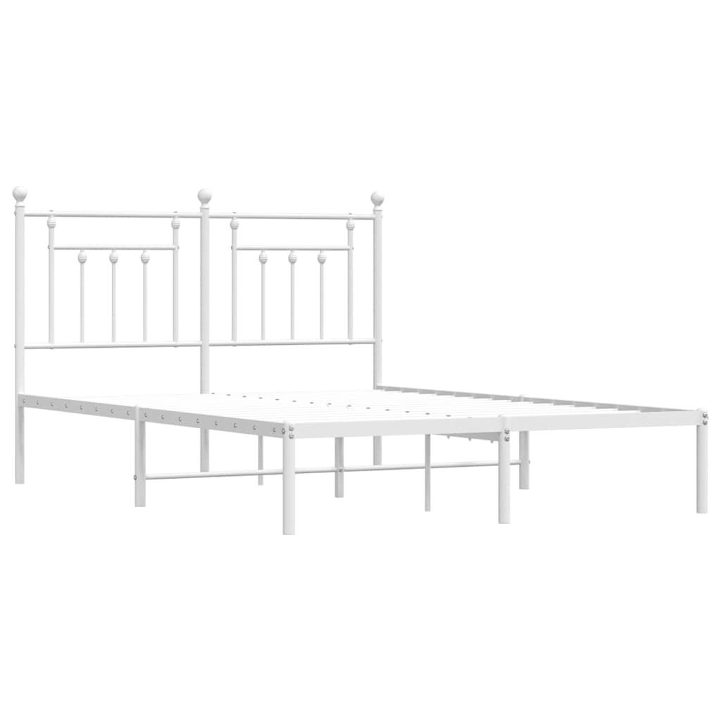Estrutura de cama com cabeceira 150x200 cm metal branco