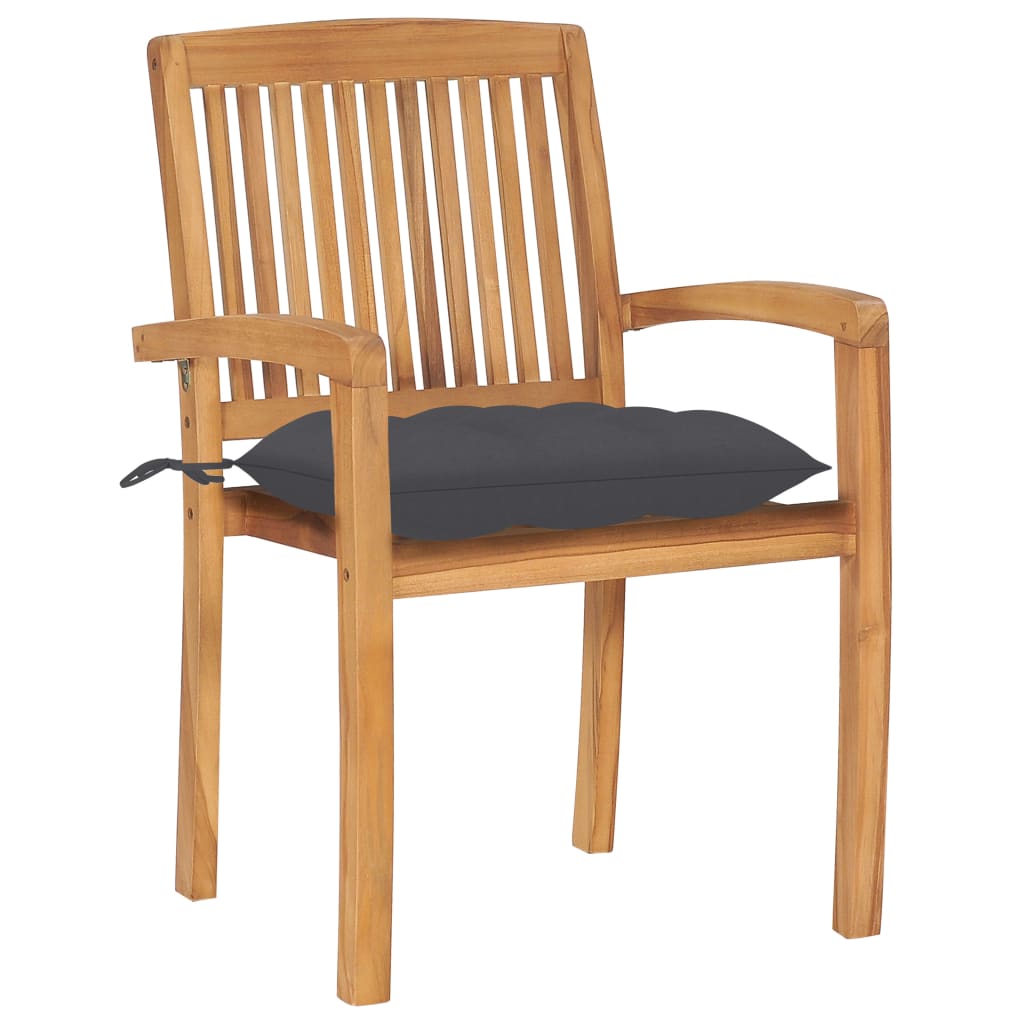 Cadeiras de jardim empiháveis c/ almofadões 4 pcs teca maciça