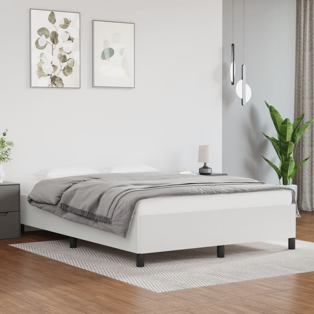 Estrutura de cama sem colchão 140x190 cm couro artificial branco