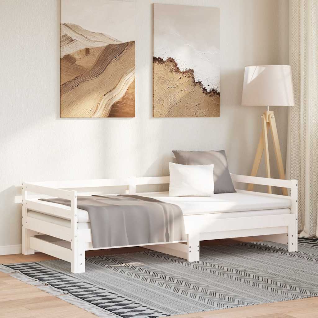 Estrutura sofá-cama de puxar 2x(90x200) cm pinho maciço branco