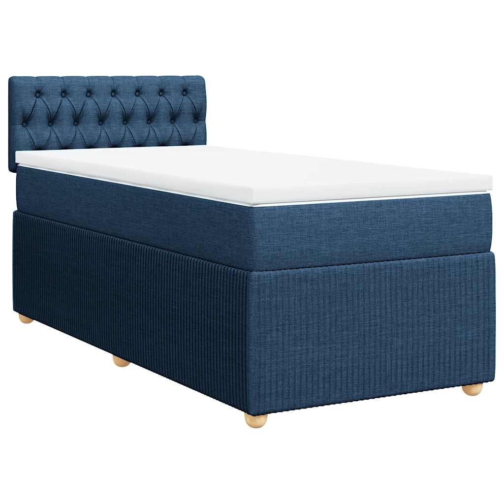 Cama com molas/colchão 90x190 cm tecido azul