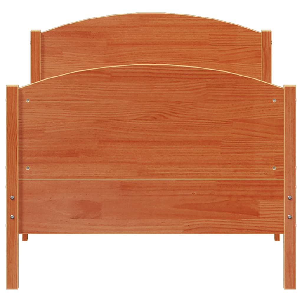 Cama sem colchão 75x190 cm madeira de pinho maciça castanho-mel
