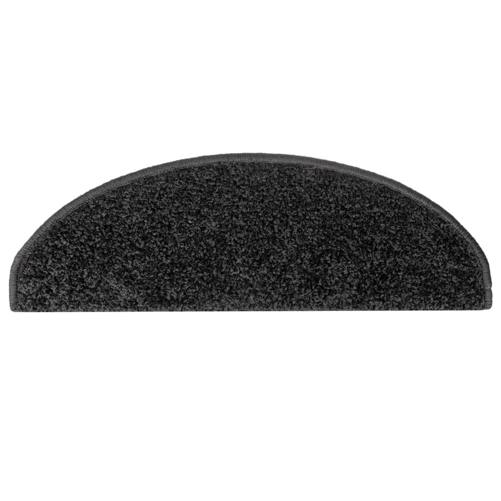 Tapetes de escada 10 peças 65x21x4 cm pretos semicirculares grandes