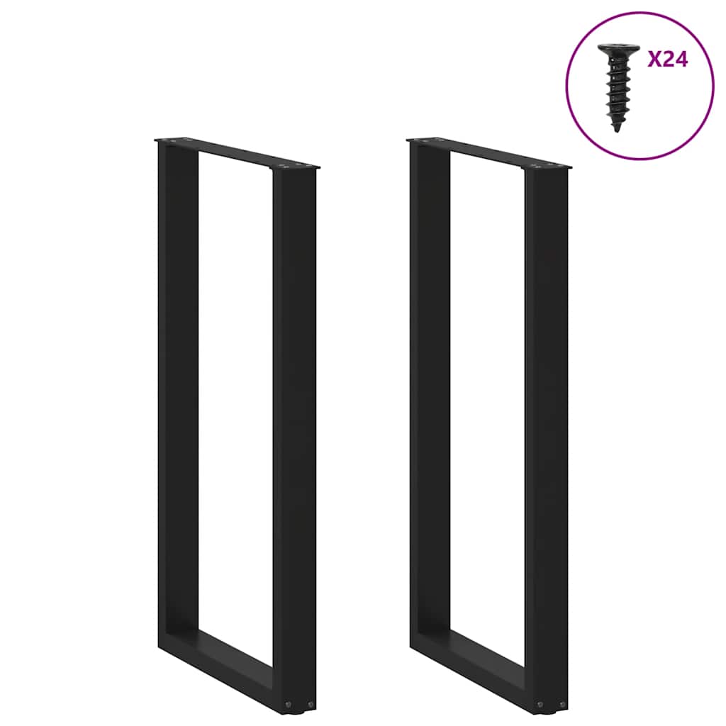 Pés de mesa de bar em forma de u, 2 peças, preto, 60x (110-111) cm, aço