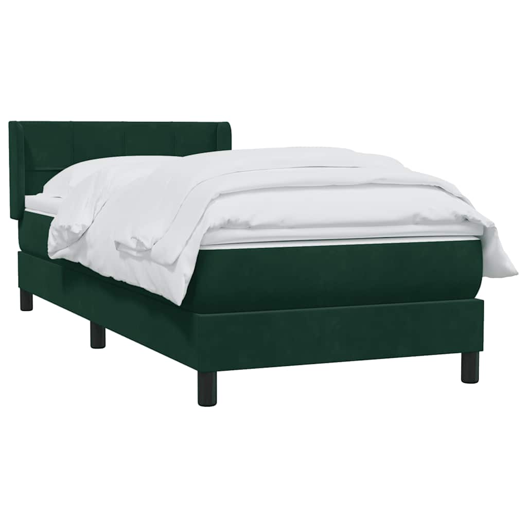 Cama com molas/colchão verde-escuro 80x220 cm veludo
