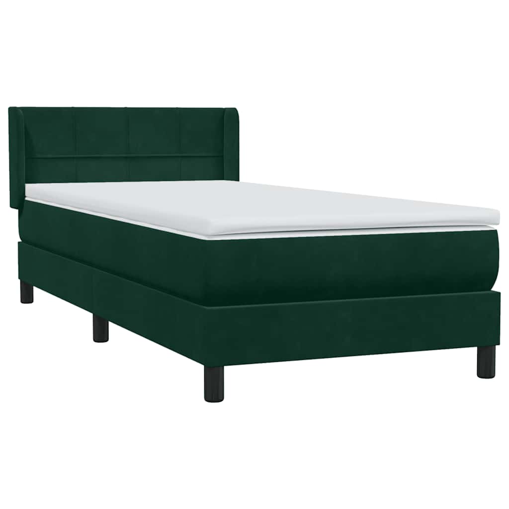 Cama com molas/colchão verde-escuro 80x220 cm veludo