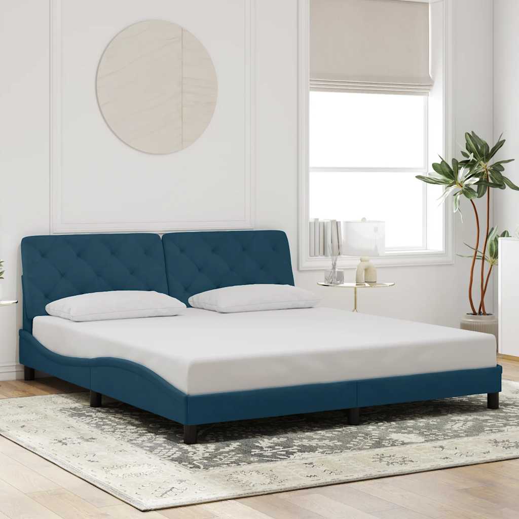 Estrutura de cama com LED sem colchão 180x200 cm veludo azul