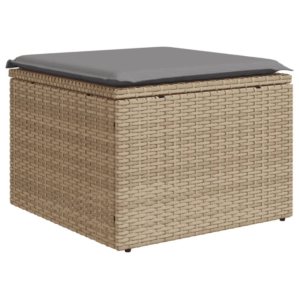 7 Pcs conjunto de sofás p/ jardim com almofadões vime PE bege