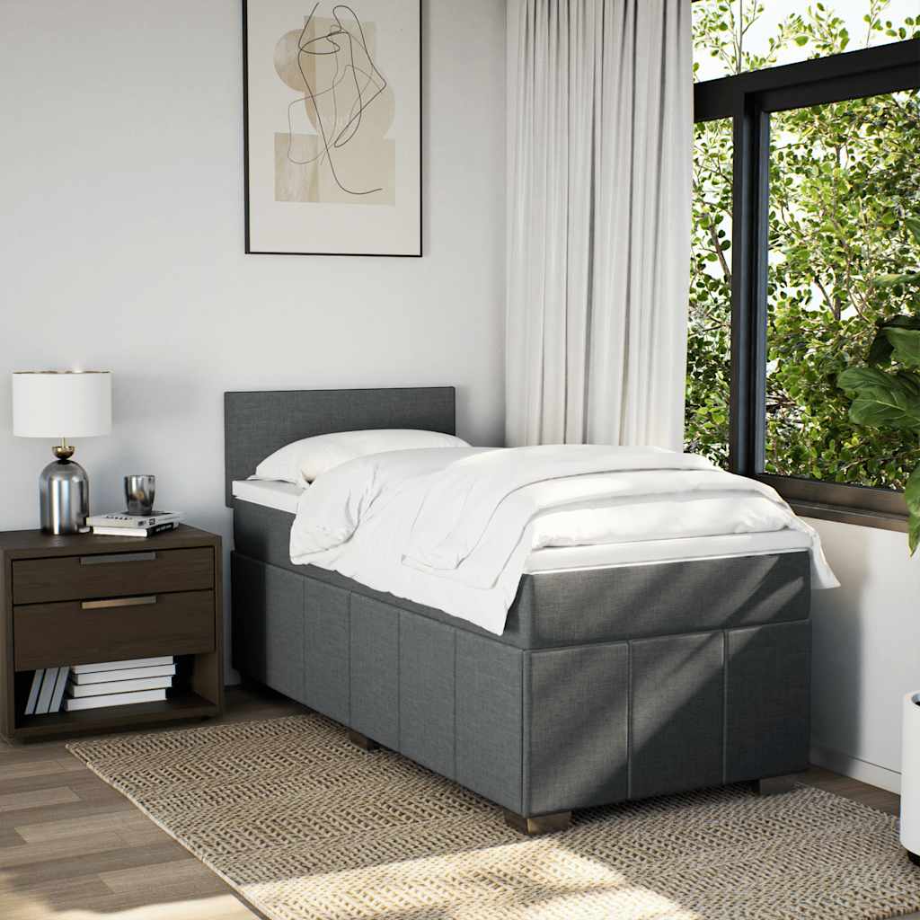 Cama com molas/colchão 80x200 cm tecido cinzento-escuro