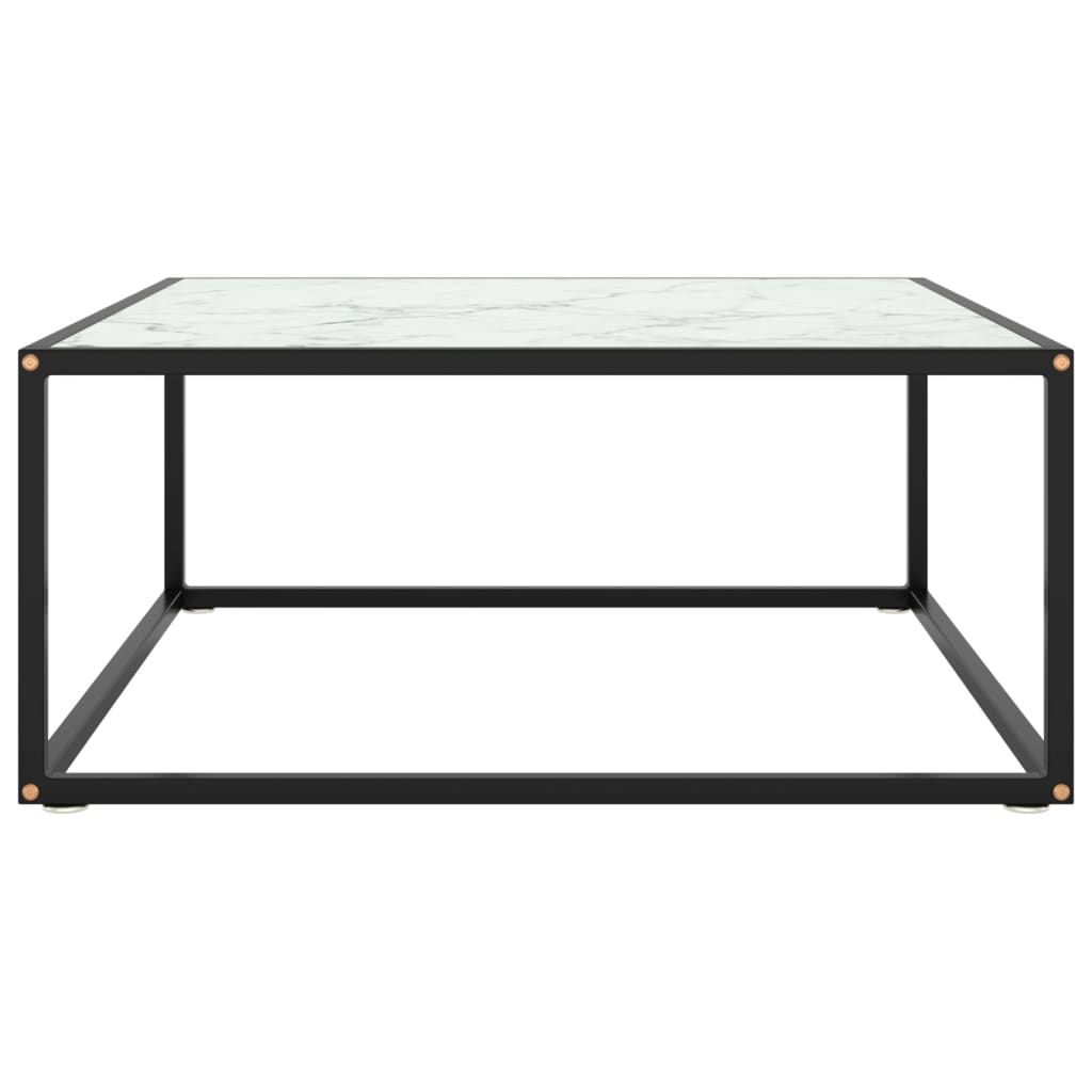 Mesa de centro 80x80x35 cm vidro mármore branco