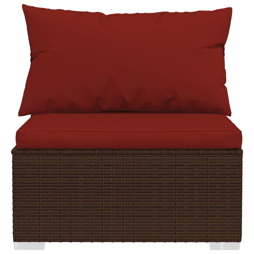 10 Pcs conjunto lounge jardim c/ almofadões vime PE castanho